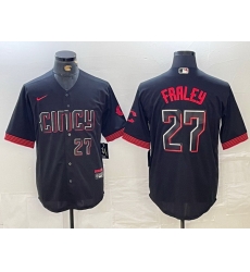 Men Cincinnati Reds 27 Jake Fraley Black 2023 City Connect Cool Base Stitched Baseball Jersey 3 Men Cincinnati Reds 27 Jake Fraley Black 2023 City Connect Cool Base Stitched Baseball Jersey 3