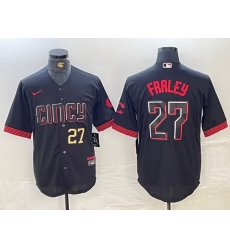 Men Cincinnati Reds 27 Jake Fraley Black 2023 City Connect Cool Base Stitched Baseball Jersey 4 Men Cincinnati Reds 27 Jake Fraley Black 2023 City Connect Cool Base Stitched Baseball Jersey 4