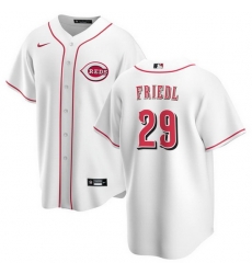 Men Cincinnati Reds 29 TJ Friedl White Cool Base Stitched Baseball Jersey Men Cincinnati Reds 29 TJ Friedl White Cool Base Stitched Baseball Jersey