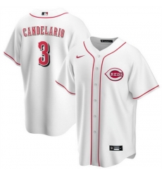 Men Cincinnati Reds 3 Jeimer Candelario White Cool Base Stitched Baseball Jersey Men Cincinnati Reds 3 Jeimer Candelario White Cool Base Stitched Baseball Jersey