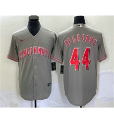 Men Cincinnati Reds 44 Elly De La Cruz Grey Cool Base Stitched Baseball Jersey Men Cincinnati Reds 44 Elly De La Cruz Grey Cool Base Stitched Baseball Jersey