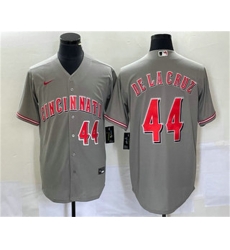 Men Cincinnati Reds 44 Elly De La Cruz Number Grey Cool Base Stitched Baseball Jersey Men Cincinnati Reds 44 Elly De La Cruz Number Grey Cool Base Stitched Baseball Jersey