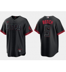 Men Cincinnati Reds 5 Johnny Bench Black 2023 City Connect Cool Base Stitched Baseball Jersey Men Cincinnati Reds 5 Johnny Bench Black 2023 City Connect Cool Base Stitched Baseball Jersey
