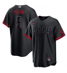 Men Cincinnati Reds 9 Matt McLain Black 2023 City Connect Cool Base Stitched Baseball Jersey Men Cincinnati Reds 9 Matt McLain Black 2023 City Connect Cool Base Stitched Baseball Jersey