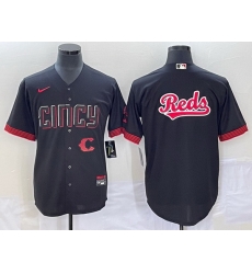 Men Cincinnati Reds Black Team Big Logo 2023 City Connect Cool Base Stitched Baseball Jersey Men Cincinnati Reds Black Team Big Logo 2023 City Connect Cool Base Stitched Baseball Jersey