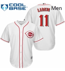 Mens Majestic Cincinnati Reds 11 Barry Larkin Replica White Home Cool Base MLB Jersey Mens Majestic Cincinnati Reds 11 Barry Larkin Replica White Home Cool Base MLB Jersey