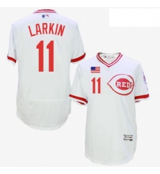 Mens Majestic Cincinnati Reds 11 Barry Larkin White Flexbase Authentic Collection Cooperstown MLB Jersey Mens Majestic Cincinnati Reds 11 Barry Larkin White Flexbase Authentic Collection Cooperstown MLB Jersey