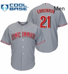 Mens Majestic Cincinnati Reds 21 Michael Lorenzen Replica Grey Road Cool Base MLB Jersey Mens Majestic Cincinnati Reds 21 Michael Lorenzen Replica Grey Road Cool Base MLB Jersey