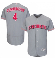 Mens Majestic Cincinnati Reds 4 Cliff Pennington Grey Road Flex Base Authentic Collection MLB Jersey
