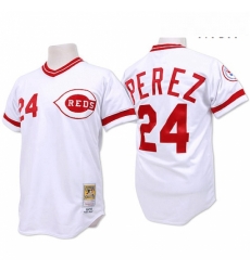 Mens Mitchell and Ness Cincinnati Reds 24 Tony Perez Authentic White Throwback MLB Jersey Mens Mitchell and Ness Cincinnati Reds 24 Tony Perez Authentic White Throwback MLB Jersey