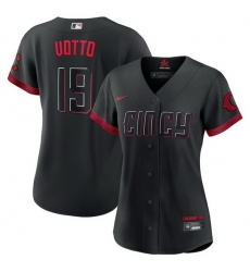 Women Cincinnati Reds 19 Joey Votto Black 2023 City Connect Stitched Baseball Jersey Women Cincinnati Reds 19 Joey Votto Black 2023 City Connect Stitched Baseball Jersey