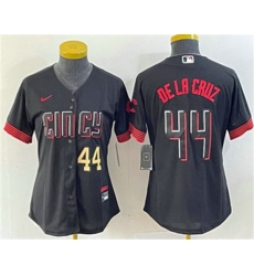 Women Cincinnati Reds 44 Elly De La Cruz Number Black 2023 City Connect Cool Base Stitched Baseball Jersey1 Women Cincinnati Reds 44 Elly De La Cruz Number Black 2023 City Connect Cool Base Stitched Baseball Jersey1