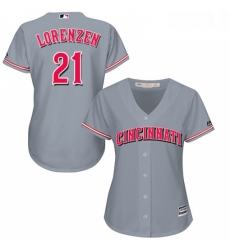 Womens Majestic Cincinnati Reds 21 Michael Lorenzen Replica Grey Road Cool Base MLB Jersey Womens Majestic Cincinnati Reds 21 Michael Lorenzen Replica Grey Road Cool Base MLB Jersey