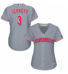 Womens Majestic Cincinnati Reds 3 Scooter Gennett Replica Grey Road Cool Base MLB Jersey Womens Majestic Cincinnati Reds 3 Scooter Gennett Replica Grey Road Cool Base MLB Jersey