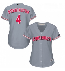 Womens Majestic Cincinnati Reds 4 Cliff Pennington Replica Grey Road Cool Base MLB Jersey Womens Majestic Cincinnati Reds 4 Cliff Pennington Replica Grey Road Cool Base MLB Jersey