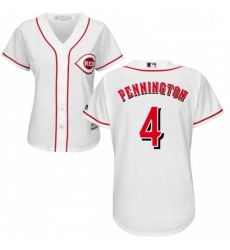 Womens Majestic Cincinnati Reds 4 Cliff Pennington Replica White Home Cool Base MLB Jersey Womens Majestic Cincinnati Reds 4 Cliff Pennington Replica White Home Cool Base MLB Jersey