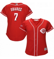 Womens Majestic Cincinnati Reds 7 Eugenio Suarez Authentic Red Alternate Cool Base MLB Jersey Womens Majestic Cincinnati Reds 7 Eugenio Suarez Authentic Red Alternate Cool Base MLB Jersey