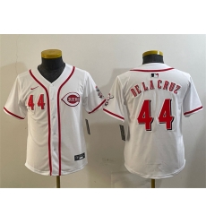 Youth Cincinnati Reds 44 Elly De La Cruz White Home Limited Stitched Baseball Jersey Youth Cincinnati Reds 44 Elly De La Cruz White Home Limited Stitched Baseball Jersey