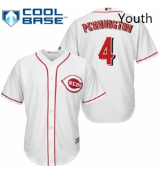 Youth Majestic Cincinnati Reds 4 Cliff Pennington Replica White Home Cool Base MLB Jersey Youth Majestic Cincinnati Reds 4 Cliff Pennington Replica White Home Cool Base MLB Jersey