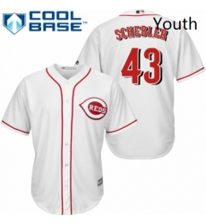Youth Majestic Cincinnati Reds 43 Scott Schebler Replica White Home Cool Base MLB Jersey Youth Majestic Cincinnati Reds 43 Scott Schebler Replica White Home Cool Base MLB Jersey