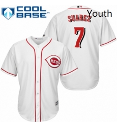 Youth Majestic Cincinnati Reds 7 Eugenio Suarez Replica White Home Cool Base MLB Jersey Youth Majestic Cincinnati Reds 7 Eugenio Suarez Replica White Home Cool Base MLB Jersey