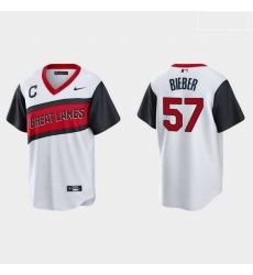 Men Cleveland Indians 57 Shane Bieber Men Nike White 2021 Little League Class Game MLB Jersey Men Cleveland Indians 57 Shane Bieber Men Nike White 2021 Little League Class Game MLB Jersey