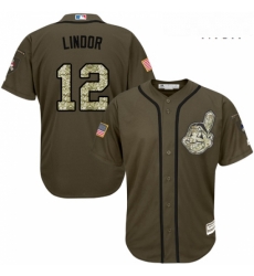 Mens Majestic Cleveland Indians 12 Francisco Lindor Authentic Green Salute to Service MLB Jersey Mens Majestic Cleveland Indians 12 Francisco Lindor Authentic Green Salute to Service MLB Jersey