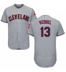 Mens Majestic Cleveland Indians 13 Omar Vizquel Grey Road Flex Base Authentic Collection MLB Jersey