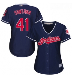 Indians #41 Carlos Santana Navy Blue Alternate Women Stitched Baseball Jersey Indians #41 Carlos Santana Navy Blue Alternate Women Stitched Baseball Jersey