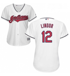 Womens Majestic Cleveland Indians 12 Francisco Lindor Authentic White Home Cool Base MLB Jersey Womens Majestic Cleveland Indians 12 Francisco Lindor Authentic White Home Cool Base MLB Jersey