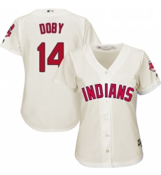 Womens Majestic Cleveland Indians 14 Larry Doby Authentic Cream Alternate 2 Cool Base MLB Jersey Womens Majestic Cleveland Indians 14 Larry Doby Authentic Cream Alternate 2 Cool Base MLB Jersey