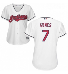 Womens Majestic Cleveland Indians 7 Yan Gomes Authentic White Home Cool Base MLB Jersey Womens Majestic Cleveland Indians 7 Yan Gomes Authentic White Home Cool Base MLB Jersey