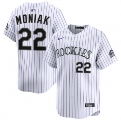 Men Colorado Rockies 22 Mickey Moniak White Home Limited Stitched Baseball Jersey