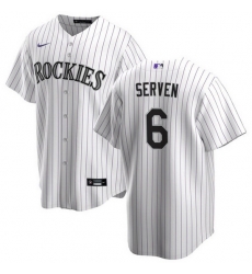 Men Colorado Rockies 6 Brian Serven White Stitched Baseball Jersey Men Colorado Rockies 6 Brian Serven White Stitched Baseball Jersey