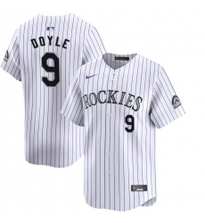 Men Colorado Rockies 9 Brenton Doyle White Home Limited Stitched Baseball Jersey