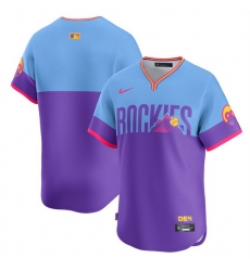 Men Colorado Rockies Blank Purple Light Blue 2025 City Connect Limited Stitched Baseball Jersey Men Colorado Rockies Blank Purple Light Blue 2025 City Connect Limited Stitched Baseball Jersey
