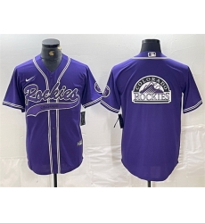 Men Colorado Rockies Purple Team Big Logo Cool Base Stitched Baseball Jersey Men Colorado Rockies Purple Team Big Logo Cool Base Stitched Baseball Jersey