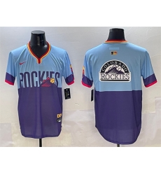 Men Colorado Rockies Team Big Logo Purple Light Blue 2025 City Connect Limited Stitched Baseball Jersey