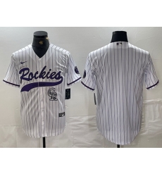Men Colorado Rockies White Team Big Logo Cool Base Stitched Baseball Jersey 5 Men Colorado Rockies White Team Big Logo Cool Base Stitched Baseball Jersey 5