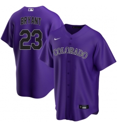 Men Nike Colorado Rockies Kris Bryant #23 Black Purple Cool Base Stitched Baseball Jersey Men Nike Colorado Rockies Kris Bryant #23 Black Purple Cool Base Stitched Baseball Jersey
