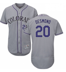 Mens Majestic Colorado Rockies 20 Ian Desmond Grey Flexbase Authentic Collection MLB Jersey Mens Majestic Colorado Rockies 20 Ian Desmond Grey Flexbase Authentic Collection MLB Jersey