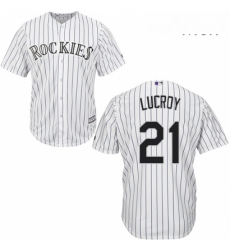 Mens Majestic Colorado Rockies 21 Jonathan Lucroy Replica White Home Cool Base MLB Jersey Mens Majestic Colorado Rockies 21 Jonathan Lucroy Replica White Home Cool Base MLB Jersey