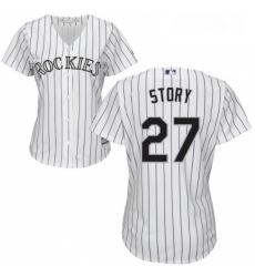 Womens Majestic Colorado Rockies 27 Trevor Story Replica White Home Cool Base MLB Jersey Womens Majestic Colorado Rockies 27 Trevor Story Replica White Home Cool Base MLB Jersey
