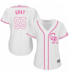 Womens Majestic Colorado Rockies 55 Jon Gray Authentic White Fashion Cool Base MLB Jersey