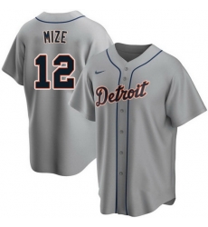 Men Detroit Tigers 12 Casey Mize Grey Cool Base Stitched jersey Men Detroit Tigers 12 Casey Mize Grey Cool Base Stitched jersey