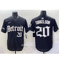 Men Detroit Tigers 20 Spencer Torkelson Black  27Motor Gothic Edition 27 Vapor Premier Limited Stitched Baseball Jersey