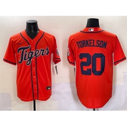 Men Detroit Tigers 20 Spencer Torkelson Orange With Patch Cool Base Stitched Baseball Jersey