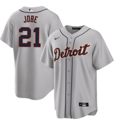 Men Detroit Tigers 21 Jackson Jobe Grey Cool Base Stitched Baseball Jersey