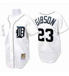 Men Detroit Tigers 23 Kirk Gibson White Throwback Stitched Baseball Jersey