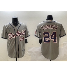 Men Detroit Tigers 24 Miguel Cabrera Grey Cool Base Stitched Baseball Jersey Men Detroit Tigers 24 Miguel Cabrera Grey Cool Base Stitched Baseball Jersey